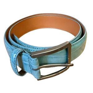Leather Men’s Turquoise Embossed Belt Sz. 32